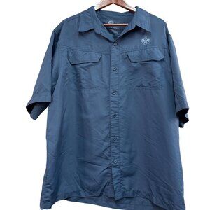 Boy Scouts Of America Mens Blue Short Sleeve Button-Up Shirt XL